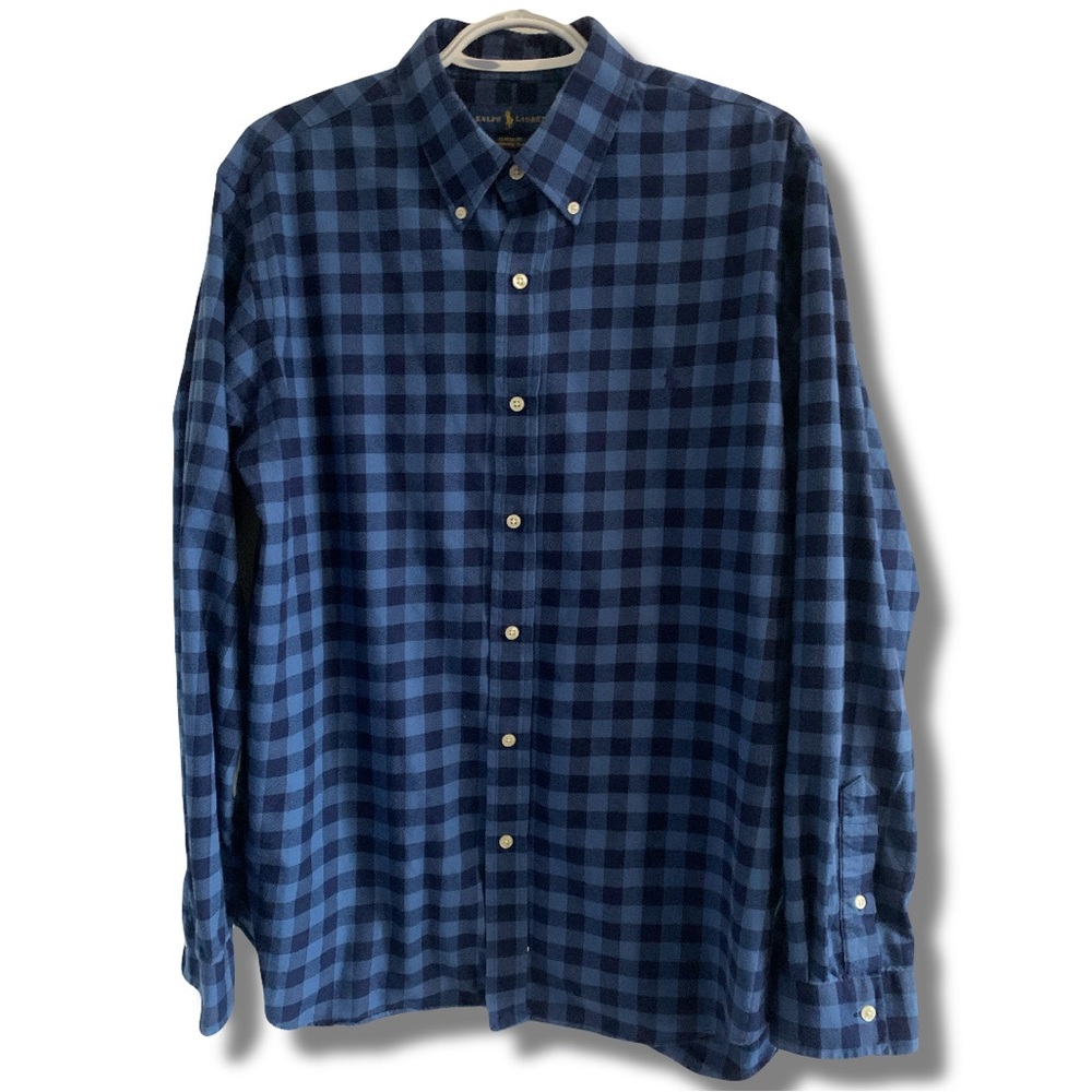 Polo Ralph Lauren Classic Fit Button Down Performance Blue Flannel Size XL